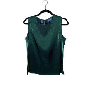 Karen Scott Petites Womens Size M Green Rayon  Sparkly Holiday Glam